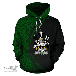 Irish Lyster Coat of Arms Irish Family Crest Hoodie Black Green Circle Style Hoodie