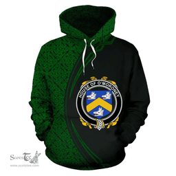Irish House of O'MORONEY Coat of Arms Irish Family Crest Hoodie Black Green Circle Style Hoodie