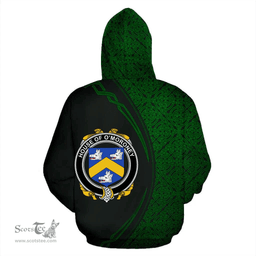 Irish House of O'MORONEY Coat of Arms Irish Family Crest Hoodie Black Green Circle Style Hoodie