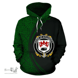 Irish House of O'FLAHERTY Coat of Arms Irish Family Crest Hoodie Black Green Circle Style Hoodie