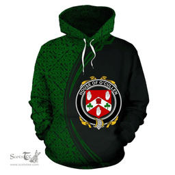 Irish House of O'CULLEN Coat of Arms Irish Family Crest Hoodie Black Green Circle Style Hoodie