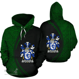 Irish Creighton Coat of Arms Irish Family Crest Hoodie Black Green Circle Style Hoodie