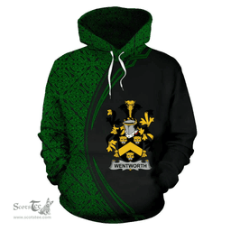 Irish Wentworth Coat of Arms Irish Family Crest Hoodie Black Green Circle Style Hoodie