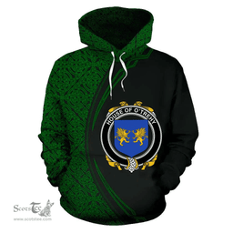 Irish House of O'TREHY (Troy) Coat of Arms Irish Family Crest Hoodie Black Green Circle Style Hoodie