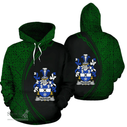 Irish Traynor or Trainer Coat of Arms Irish Family Crest Hoodie Black Green Circle Style Hoodie
