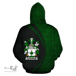 Irish Concanon or O'Concanon Coat of Arms Irish Family Crest Hoodie Black Green Circle Style Hoodie