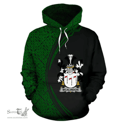 Irish McAlindon or McAlindem Coat of Arms Irish Family Crest Hoodie Black Green Circle Style Hoodie