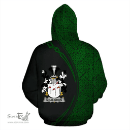Irish McAlindon or McAlindem Coat of Arms Irish Family Crest Hoodie Black Green Circle Style Hoodie
