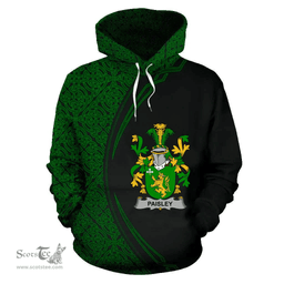 Irish Paisley Coat of Arms Irish Family Crest Hoodie Black Green Circle Style Hoodie