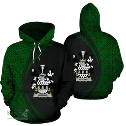 Irish Higgins Coat of Arms Irish Family Crest Hoodie Black Green Circle Style Hoodie