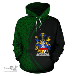 Irish McEvoy or McKelvey Coat of Arms Irish Family Crest Hoodie Black Green Circle Style Hoodie