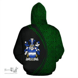 Irish Kyne or O'Kyne Coat of Arms Irish Family Crest Hoodie Black Green Circle Style Hoodie