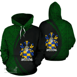 Irish Cusack Coat of Arms Irish Family Crest Hoodie Black Green Circle Style Hoodie