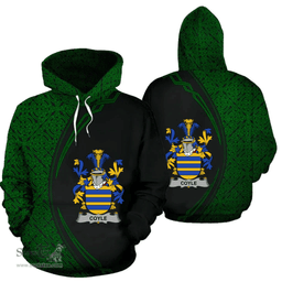 Irish Coyle or McCoyle Coat of Arms Irish Family Crest Hoodie Black Green Circle Style Hoodie
