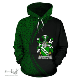 Irish Wycombe Coat of Arms Irish Family Crest Hoodie Black Green Circle Style Hoodie