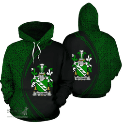 Irish Wycombe Coat of Arms Irish Family Crest Hoodie Black Green Circle Style Hoodie