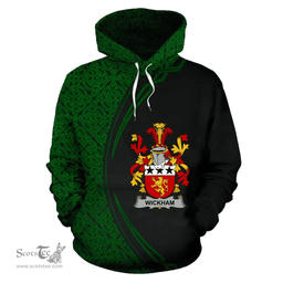 Irish Wickham Coat of Arms Irish Family Crest Hoodie Black Green Circle Style Hoodie
