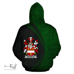 Irish Warwick Coat of Arms Irish Family Crest Hoodie Black Green Circle Style Hoodie