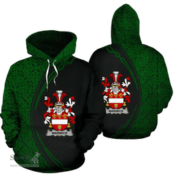Irish Warwick Coat of Arms Irish Family Crest Hoodie Black Green Circle Style Hoodie
