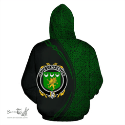 Irish House of MACMANUS Coat of Arms Irish Family Crest Hoodie Black Green Circle Style Hoodie