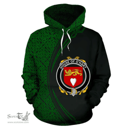Irish House of O'HART Coat of Arms Irish Family Crest Hoodie Black Green Circle Style Hoodie