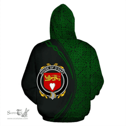 Irish House of O'HART Coat of Arms Irish Family Crest Hoodie Black Green Circle Style Hoodie
