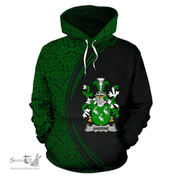 Irish Aherne or Mulhern Coat of Arms Irish Family Crest Hoodie Black Green Circle Style Hoodie