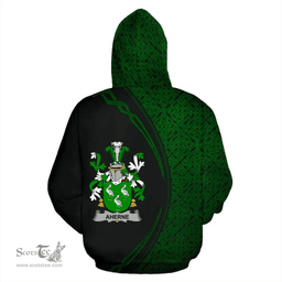 Irish Aherne or Mulhern Coat of Arms Irish Family Crest Hoodie Black Green Circle Style Hoodie