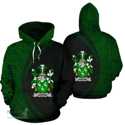 Irish Aherne or Mulhern Coat of Arms Irish Family Crest Hoodie Black Green Circle Style Hoodie