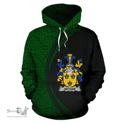 Irish Betham Coat of Arms Irish Family Crest Hoodie Black Green Circle Style Hoodie