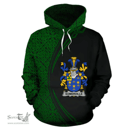 Irish Somerville Coat of Arms Irish Family Crest Hoodie Black Green Circle Style Hoodie