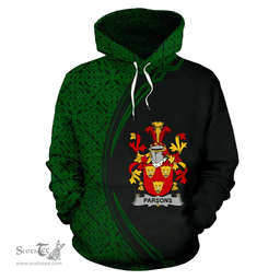 Irish Parsons Coat of Arms Irish Family Crest Hoodie Black Green Circle Style Hoodie