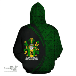 Irish Hara or O'Hara Coat of Arms Irish Family Crest Hoodie Black Green Circle Style Hoodie