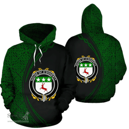 Irish House of O'DOHERTY Coat of Arms Irish Family Crest Hoodie Black Green Circle Style Hoodie
