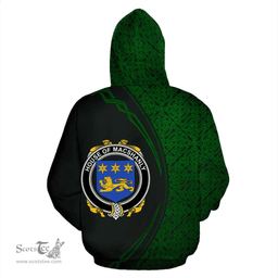 Irish House of MACSHANLY Coat of Arms Irish Family Crest Hoodie Black Green Circle Style Hoodie