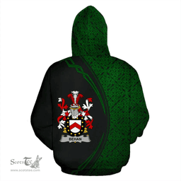 Irish Behan Coat of Arms Irish Family Crest Hoodie Black Green Circle Style Hoodie