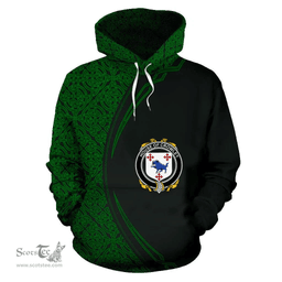 Irish House of Crowley Coat of Arms Irish Family Crest Hoodie Black Green Circle Style Hoodie