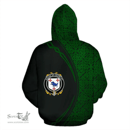 Irish House of Crowley Coat of Arms Irish Family Crest Hoodie Black Green Circle Style Hoodie