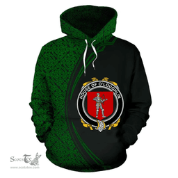Irish House of O'LOUGHLIN Coat of Arms Irish Family Crest Hoodie Black Green Circle Style Hoodie