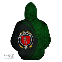 Irish House of O'LOUGHLIN Coat of Arms Irish Family Crest Hoodie Black Green Circle Style Hoodie