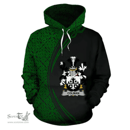 Irish Colman or McColman Coat of Arms Irish Family Crest Hoodie Black Green Circle Style Hoodie