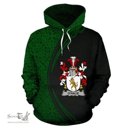 Irish Halie or O'Halie Coat of Arms Irish Family Crest Hoodie Black Green Circle Style Hoodie