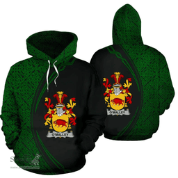 Irish Malley or O'Malley Coat of Arms Irish Family Crest Hoodie Black Green Circle Style Hoodie