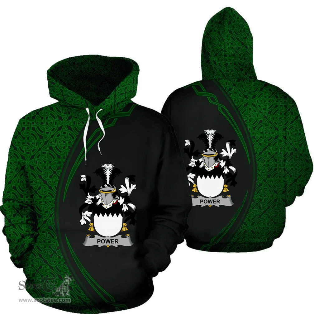 Irish Power Coat of Arms Irish Family Crest Hoodie Black Green Circle Style Hoodie