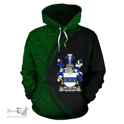 Irish Harforth Coat of Arms Irish Family Crest Hoodie Black Green Circle Style Hoodie