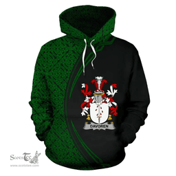 Irish Davoren or O'Davoren Coat of Arms Irish Family Crest Hoodie Black Green Circle Style Hoodie