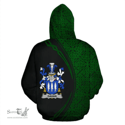 Irish Gahan or McGahan Coat of Arms Irish Family Crest Hoodie Black Green Circle Style Hoodie