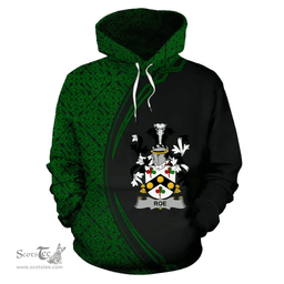 Irish Roe Coat of Arms Irish Family Crest Hoodie Black Green Circle Style Hoodie