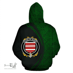Irish House of BARRY Coat of Arms Irish Family Crest Hoodie Black Green Circle Style Hoodie