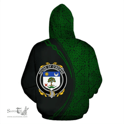 Irish House of O'BEIRNE Coat of Arms Irish Family Crest Hoodie Black Green Circle Style Hoodie